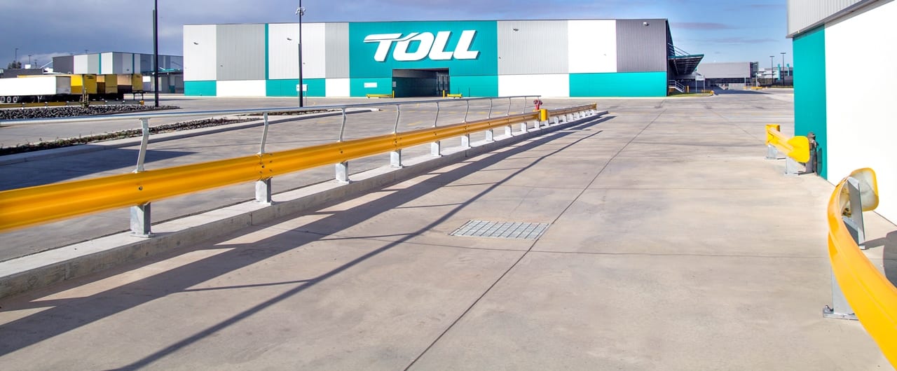 RHINO-STOP® Warehouse Guardrail toll warehouse rhino stop safety barrier project