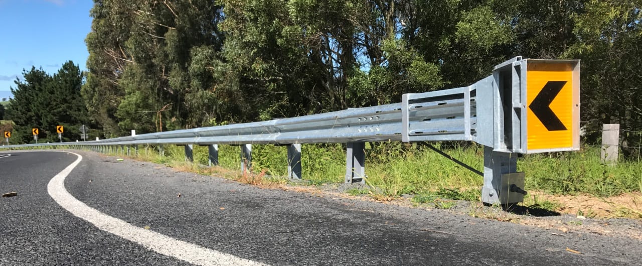 Barton Highway Guardrail Project w beam guardrail and fleat end terminal installation on barton highway