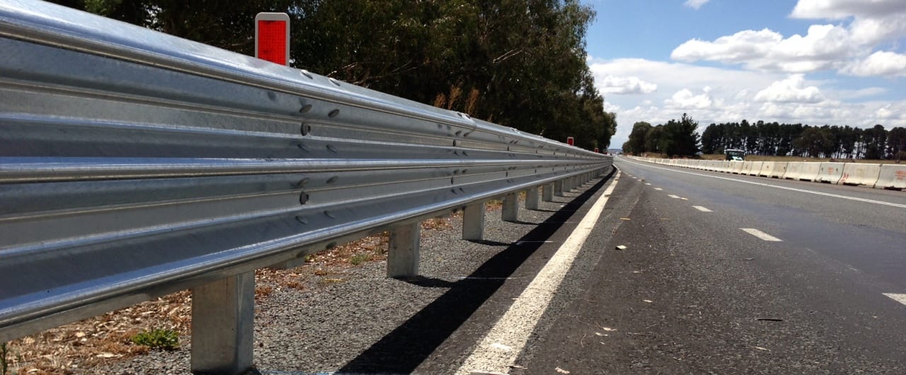 Barton Highway Guardrail Project thrie beam guardail installation on barton highway at murrumbateman