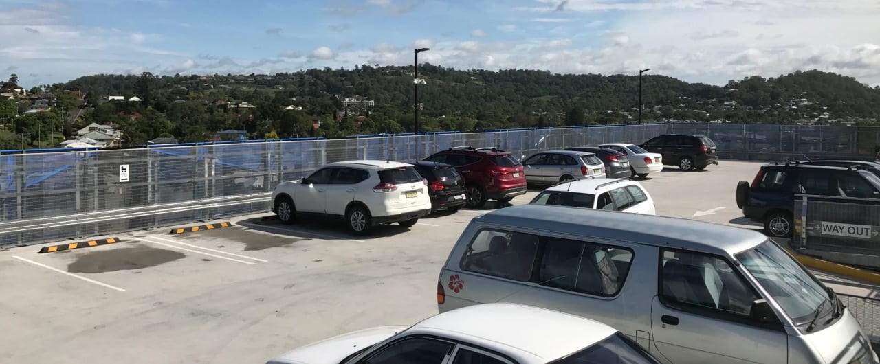 Lismore Hospital Car Park Barrier Project anti climd rhino stop screen installed at the top level of lismore hospital carpark