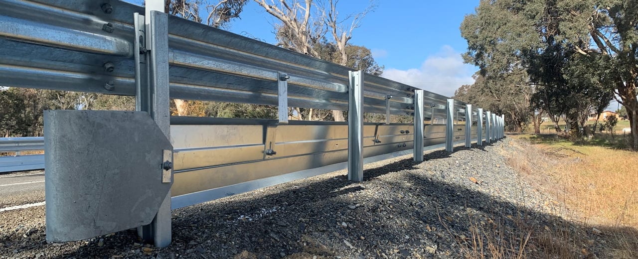 BIKER-SHIELD™ Motorcycle Protection Guardrail Ramshield guardrail with Biker-Shield