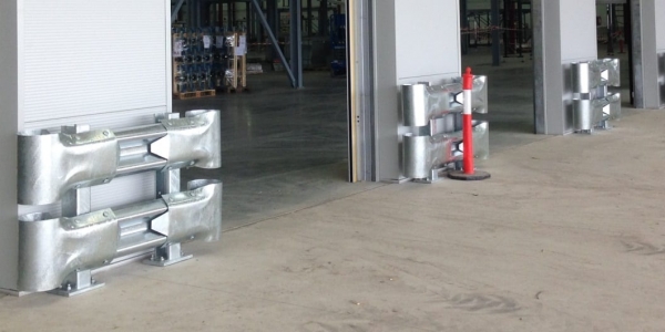 double rail rigid posts warehouse safety barriers