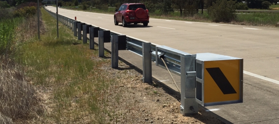 narrow system width ramshield guardrail installation at hume highway