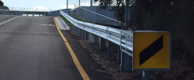 end terminals to safely anchor the guardrail system on newcastle bridge