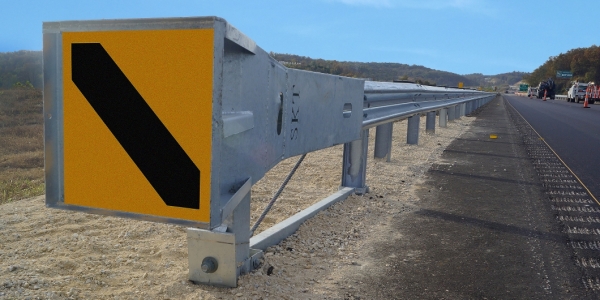 road safety barrier attached with mash skt end terminal