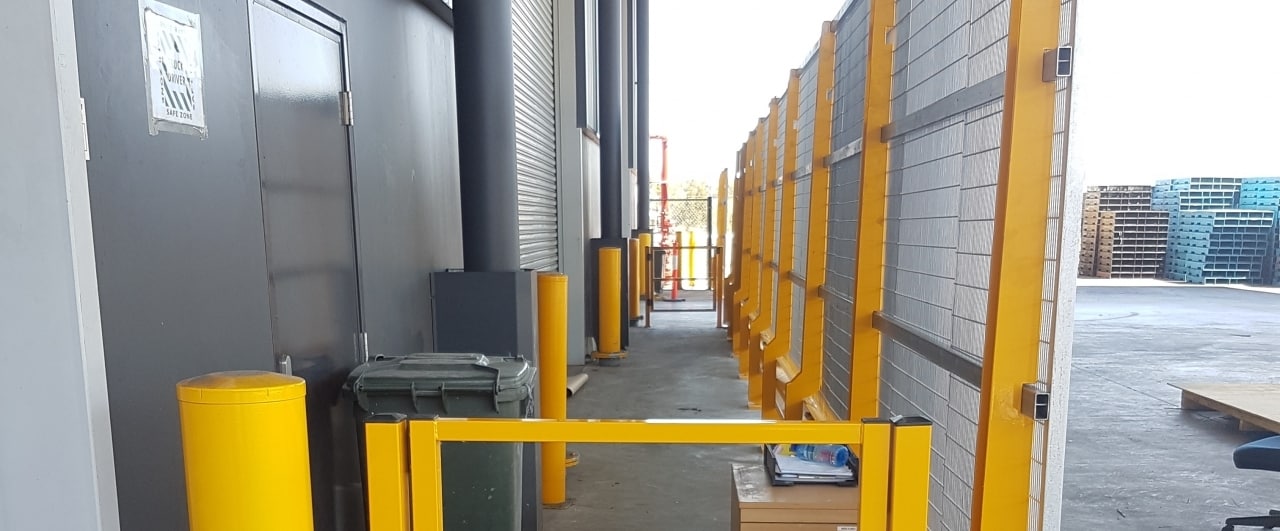 rhino stop screen protection on warehouse pedestrian entry