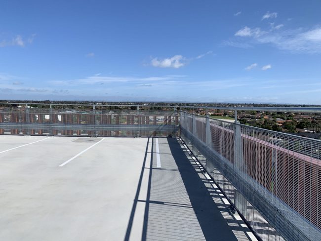 sunshine hospital carpark featuring rhinostop barrier perimeter edge protection