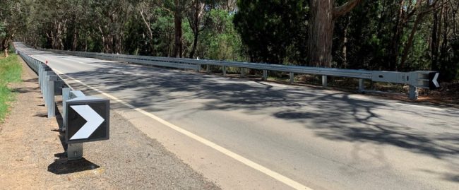 Ramshield guardrail with bikershield safety barrier at romsey victoria