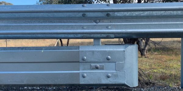 Biker-Shield guardrail with bullnose assembly