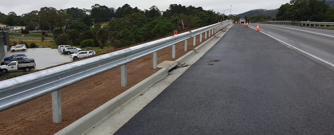 guardrail installation on Richmond Road, Tasmania