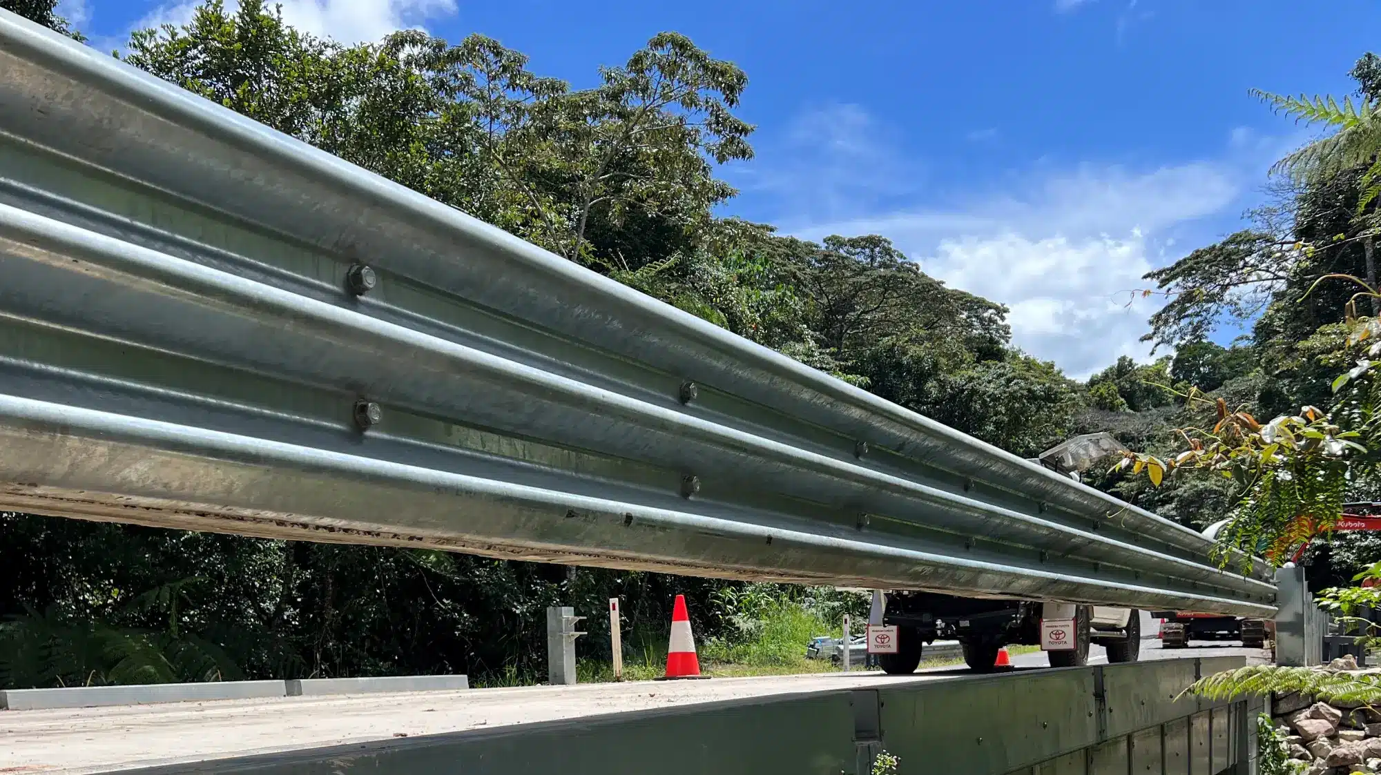 Croc guard bridge and culvert barrier installed on a bridge