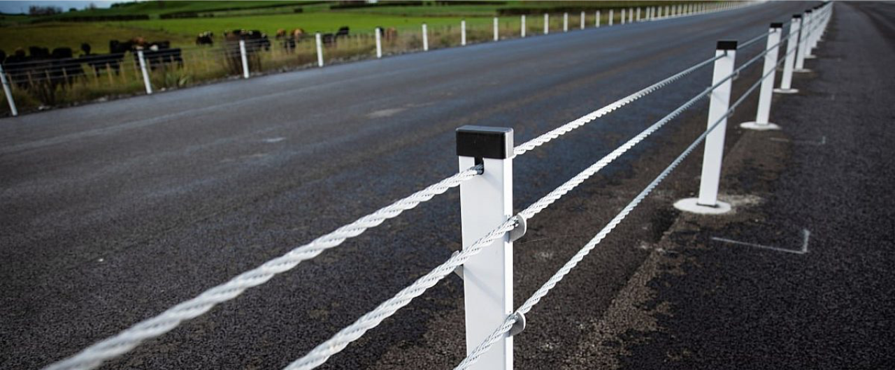 Sentryline-M wire rope safety barrier provides safe vehicle containment and redirection, utilising the tensile strength of tensioned wire rope supported by steel posts.